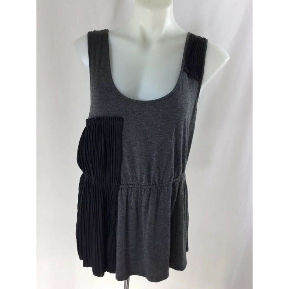 Olga Kapustina Women Sz XL Gray Sleeveless Pleated Tank Top